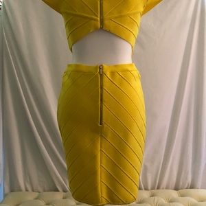 Bebe Lamborghini yellow size large bandage dress